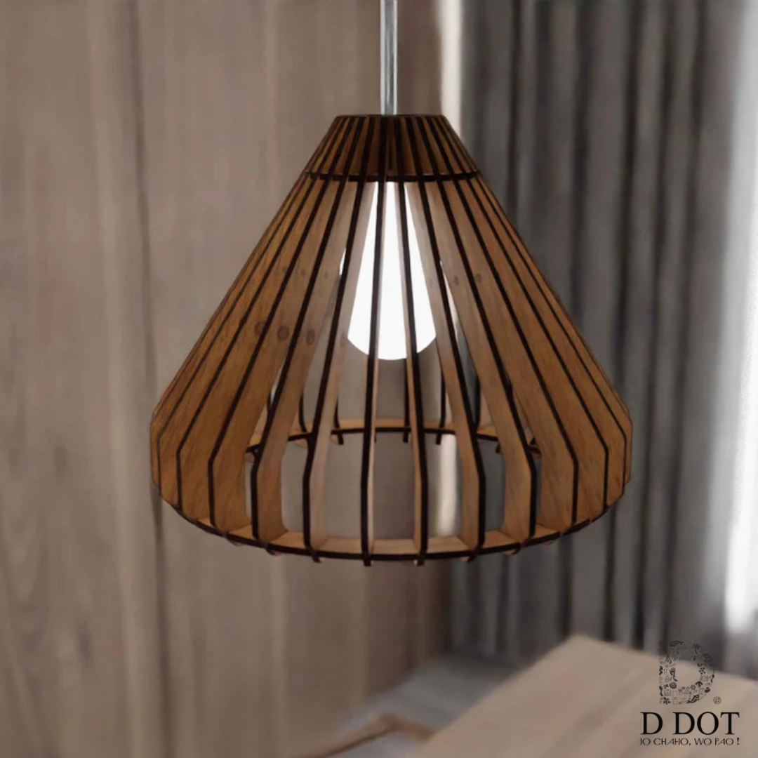 Classic Single Wooden Hanging Shade Pendant Lighting for Farmhouse