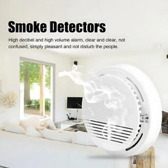 Smoke alarm detecting smoke in a bright living room for home fire protection