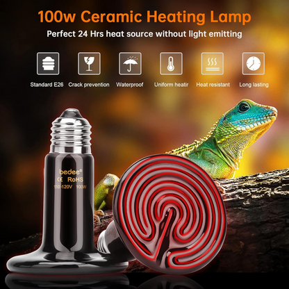 Ceramic Infrared Emitter Bulb Non-Light Emitting 100W