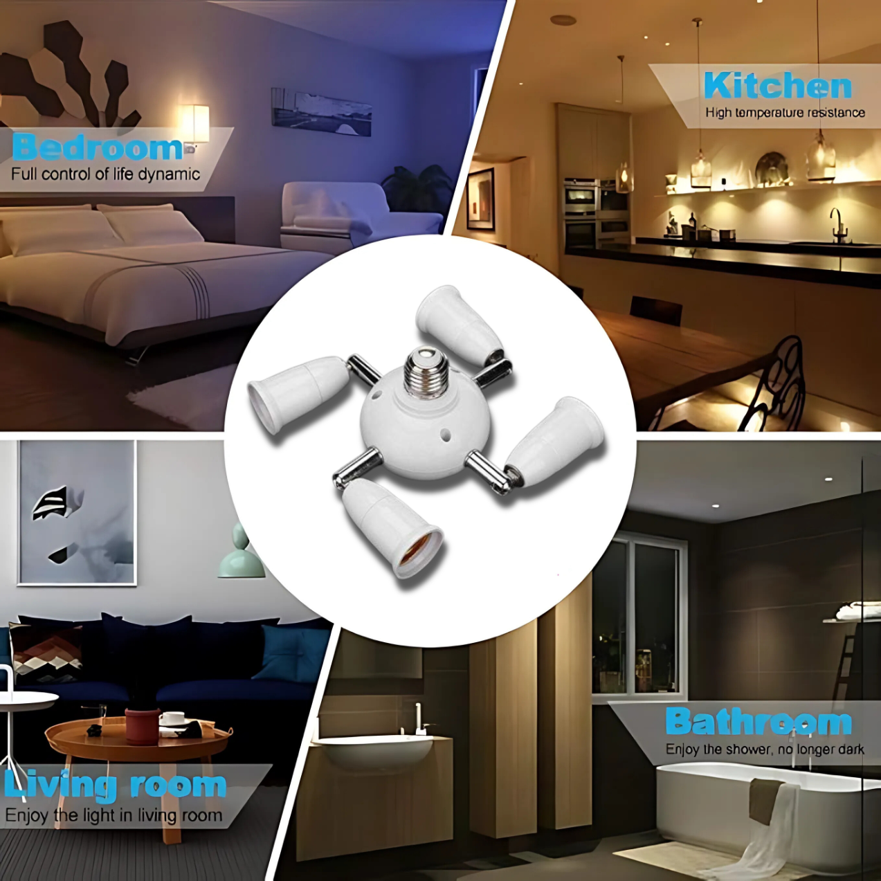 Flexible Rotation Lamp Holder 2,3, or 5 Heads LED Light Bulb Holder Adapter Converter