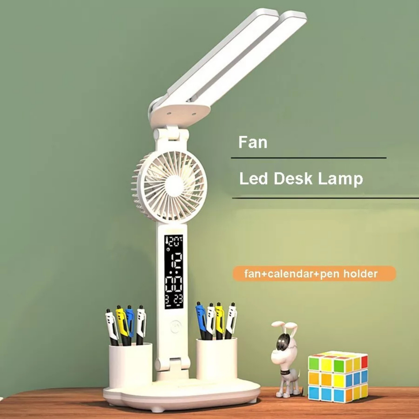 Double Head Foldable LED Desk Lamp with Smart Display - Adjustable and Modern Lighting Solution