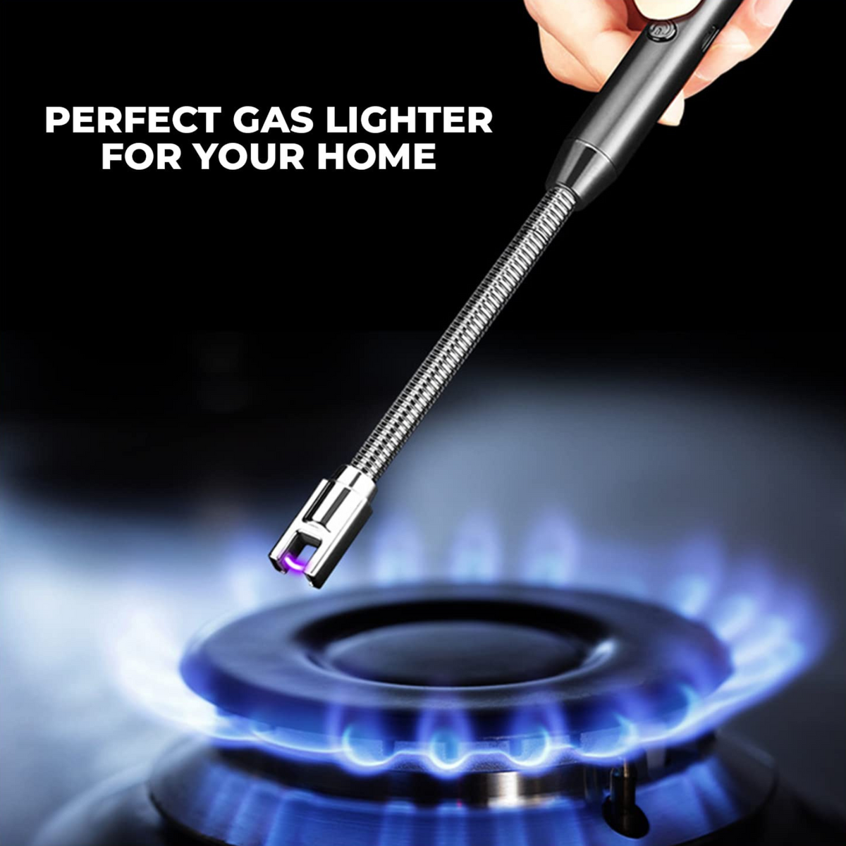 Electric Lighter Arc Windproof Flameless with 360° Flexible Neck & LED Power Display