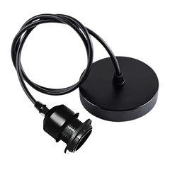 Lamp Holder E27 Black, Pendant Lights Accessories Adjustable Cable 1 m Metal Ceiling Light