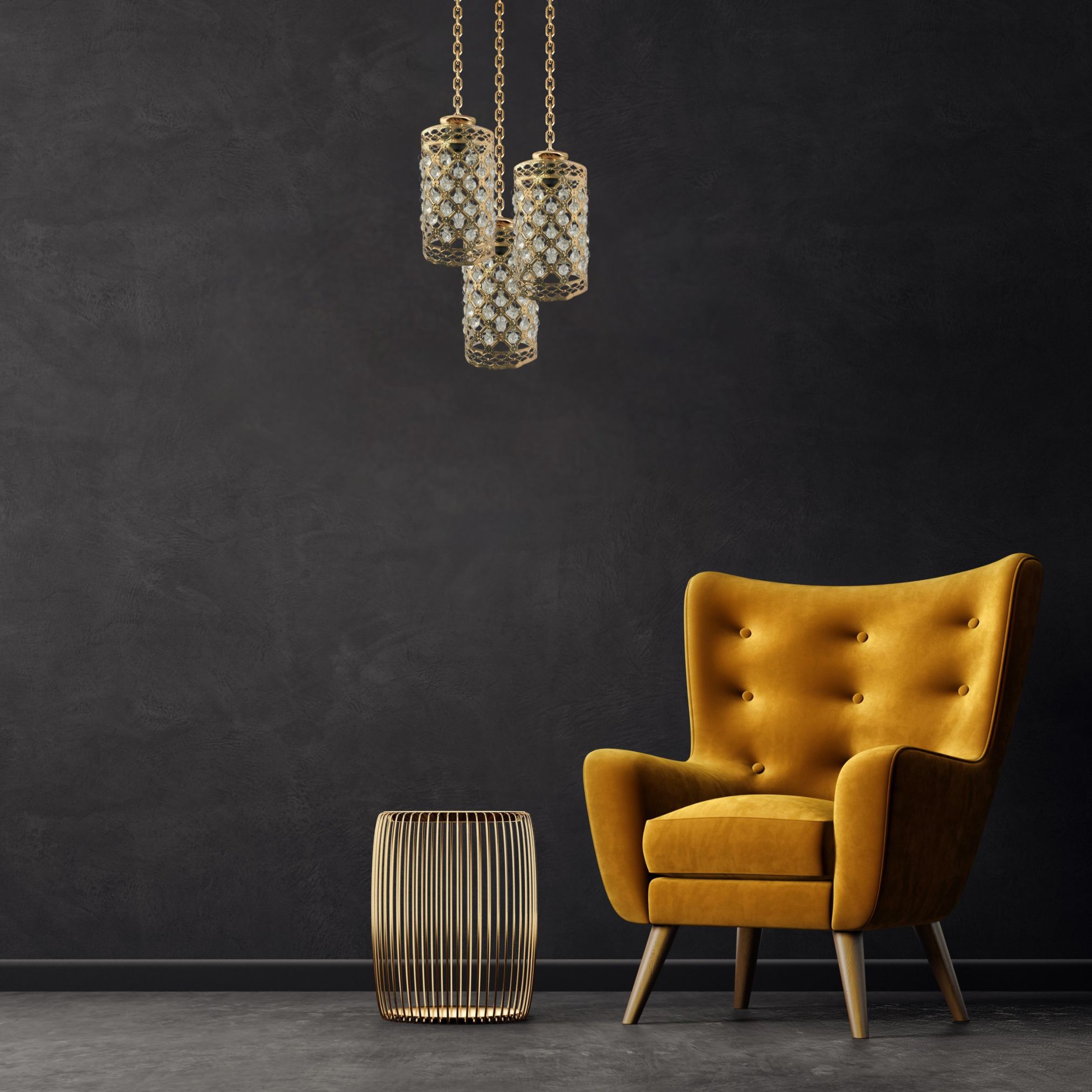 3-Lights Round Cluster Cylinder Chandelier