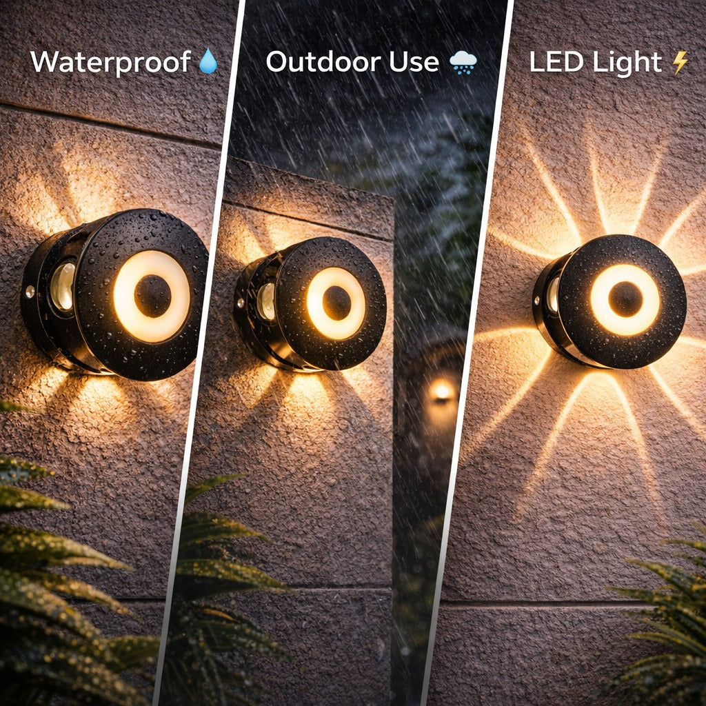 black metal outdoor wall light rain resistant waterproof design