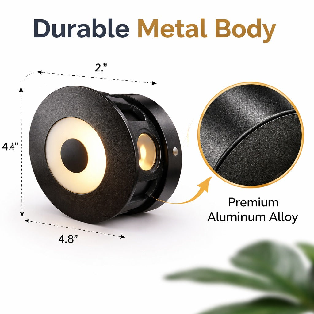 LED outdoor wall light glowing pattern on textured exterior wall