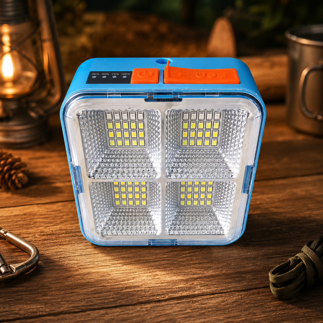 Solar Rechargeable LED Camping Light with Power Bank & Magnetic Mount
