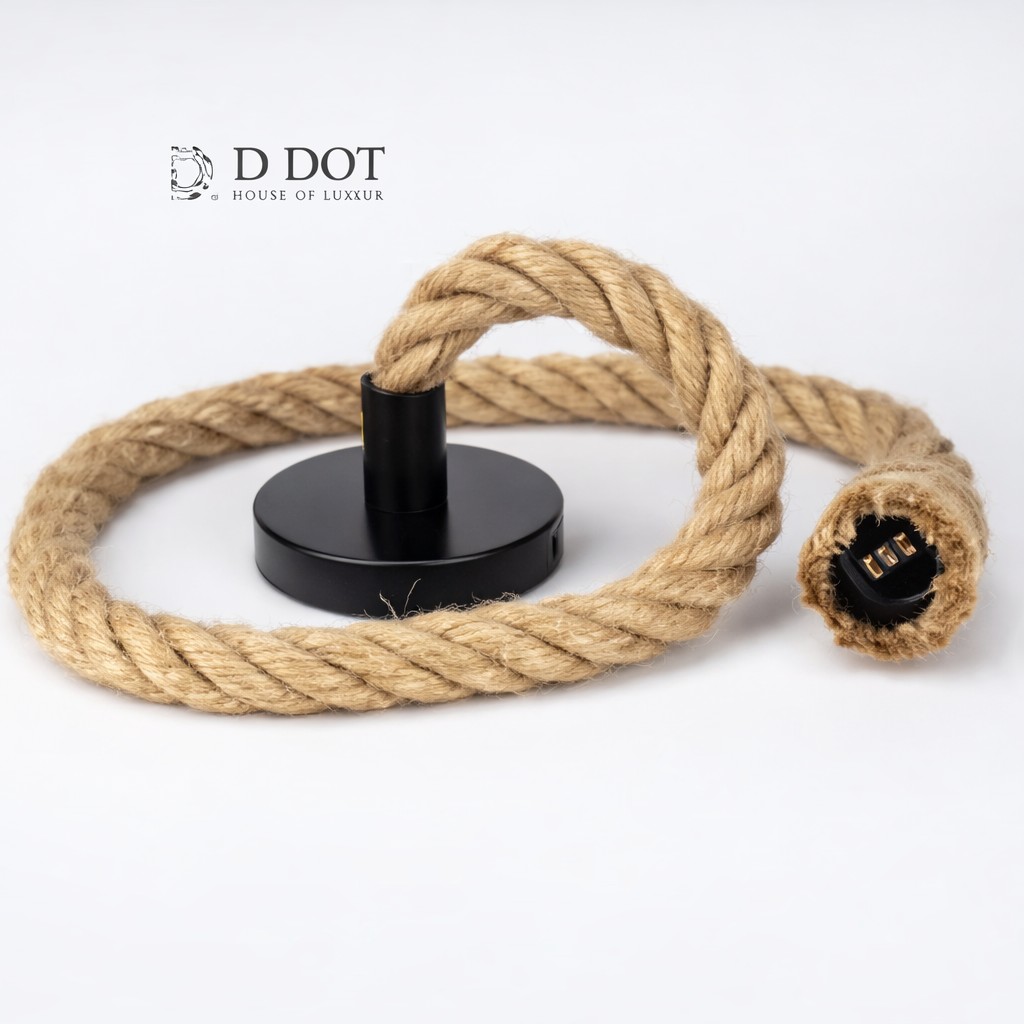 Rope pendant light with E27 holder and natural jute finish
