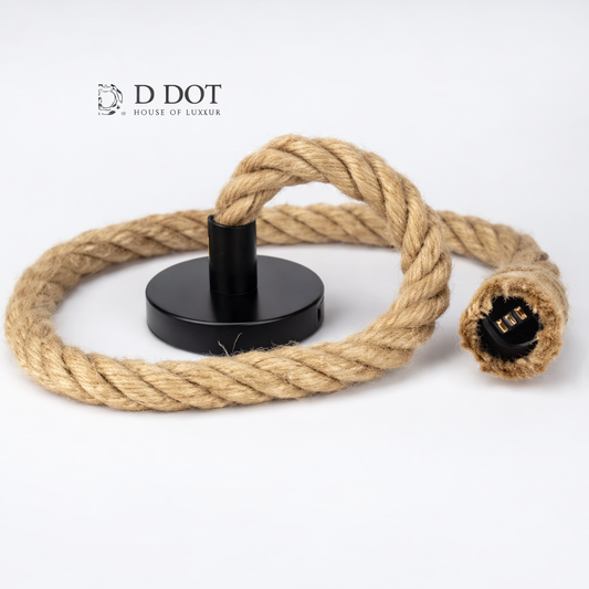Rope pendant light with E27 holder and natural jute finish