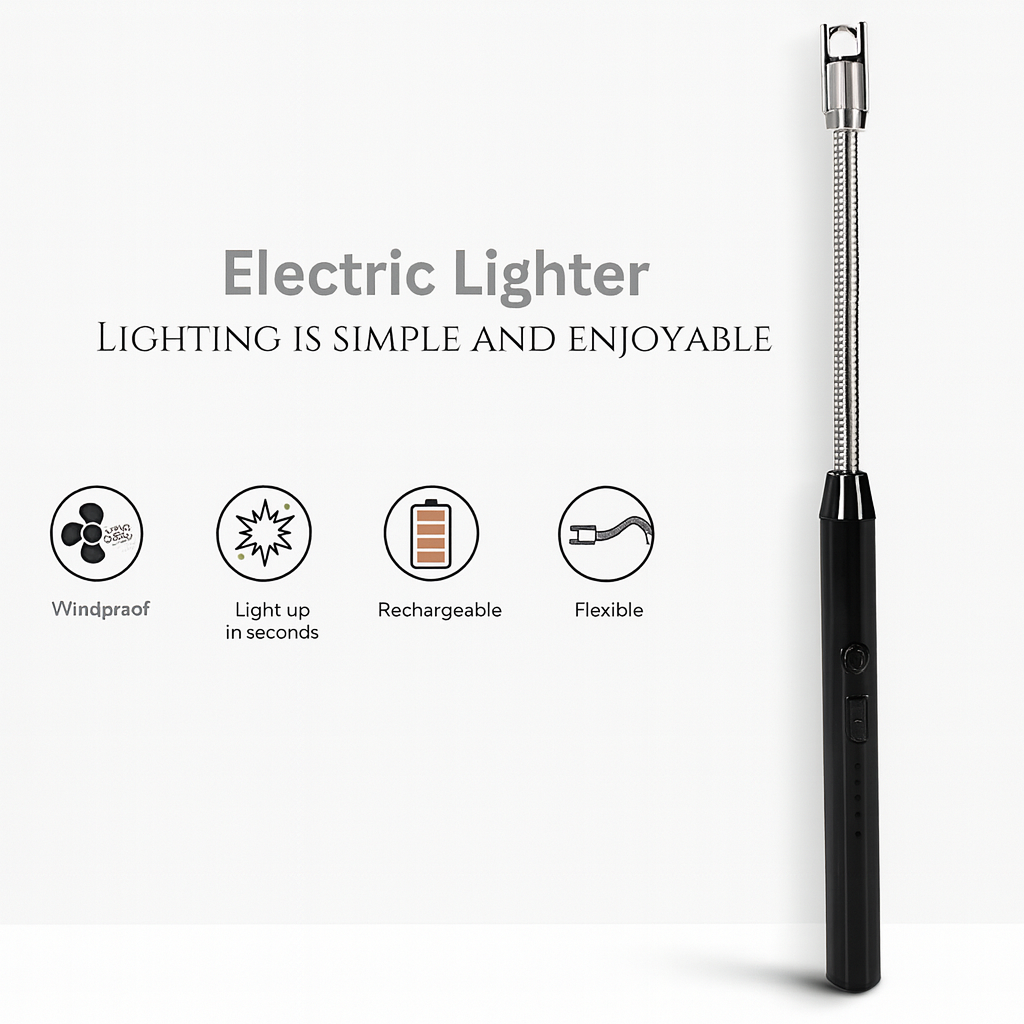 Rechargeable electric lighter with flexible neck and windproof design