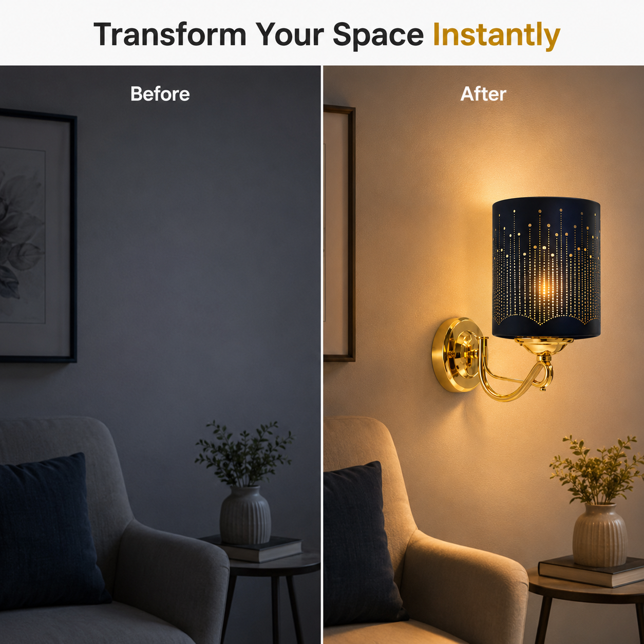 Premium Gold Wall Sconce Metal Star Shade Luxury Lighting