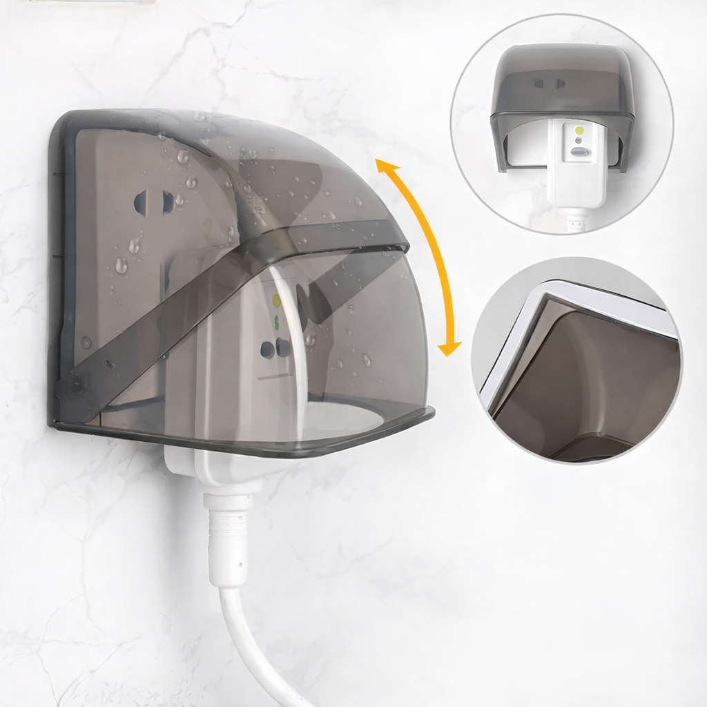 Outdoor light fixture with motion sensor on a white wall, showing close-up details.