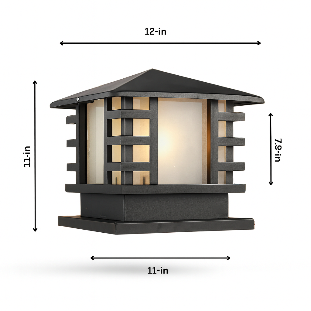 Durable black aluminum post light for garden and patio use