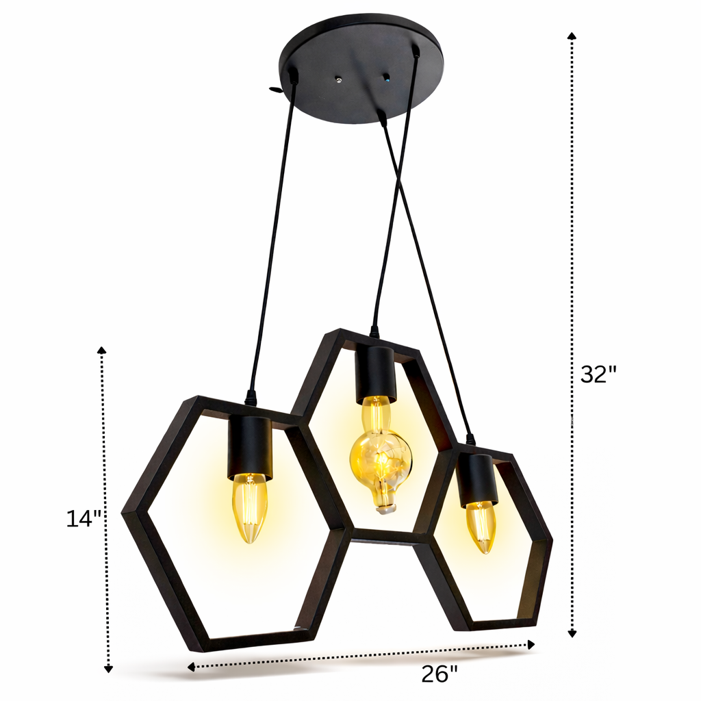 Geometric pendant light fixture for contemporary living room