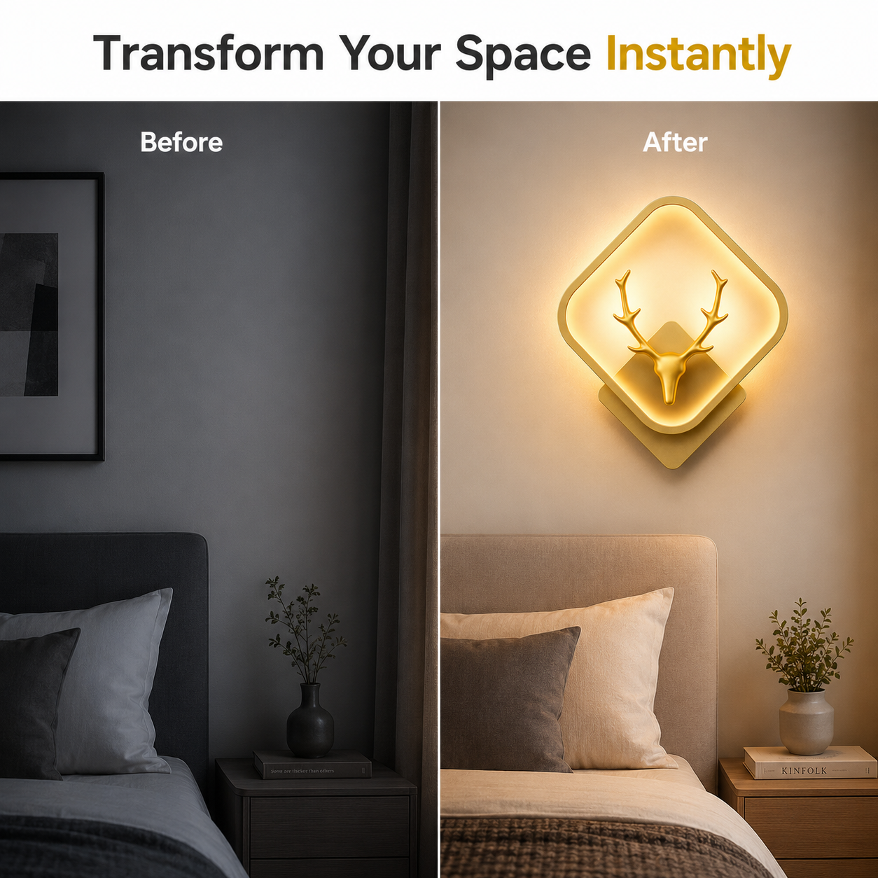 LED Deer Wall Light Metal Decorative Wall Sconce for Modern Interiors