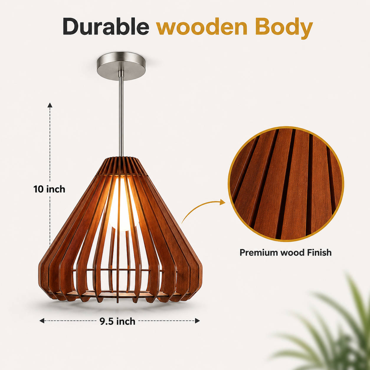 decorative wooden ceiling light with natural finish texture
