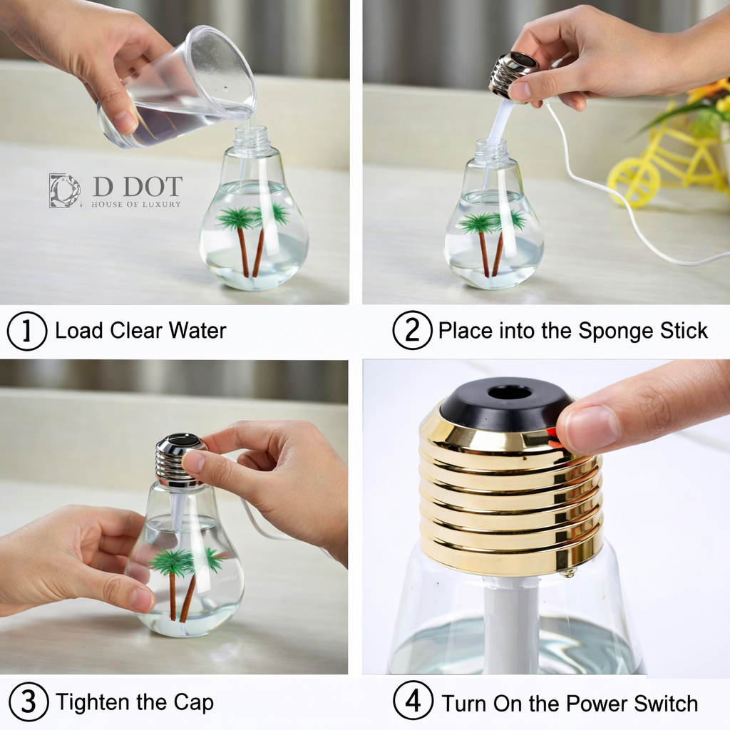 Decorative bulb humidifier with colorful LED lighting