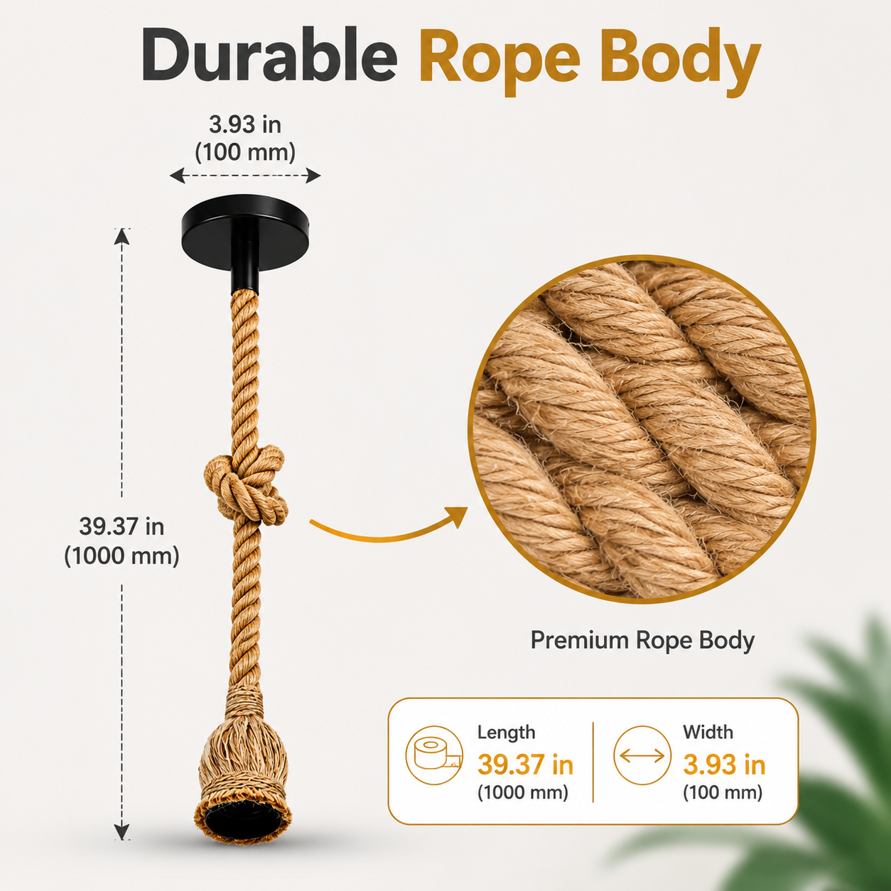 "Soft lighting glow from rope pendant light enhancing restaurant décor."