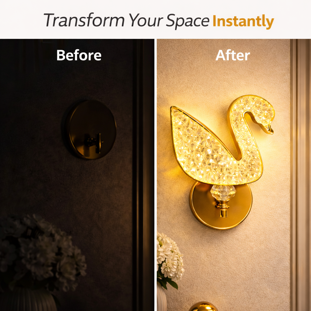decorative crystal wall light installed in modern living room