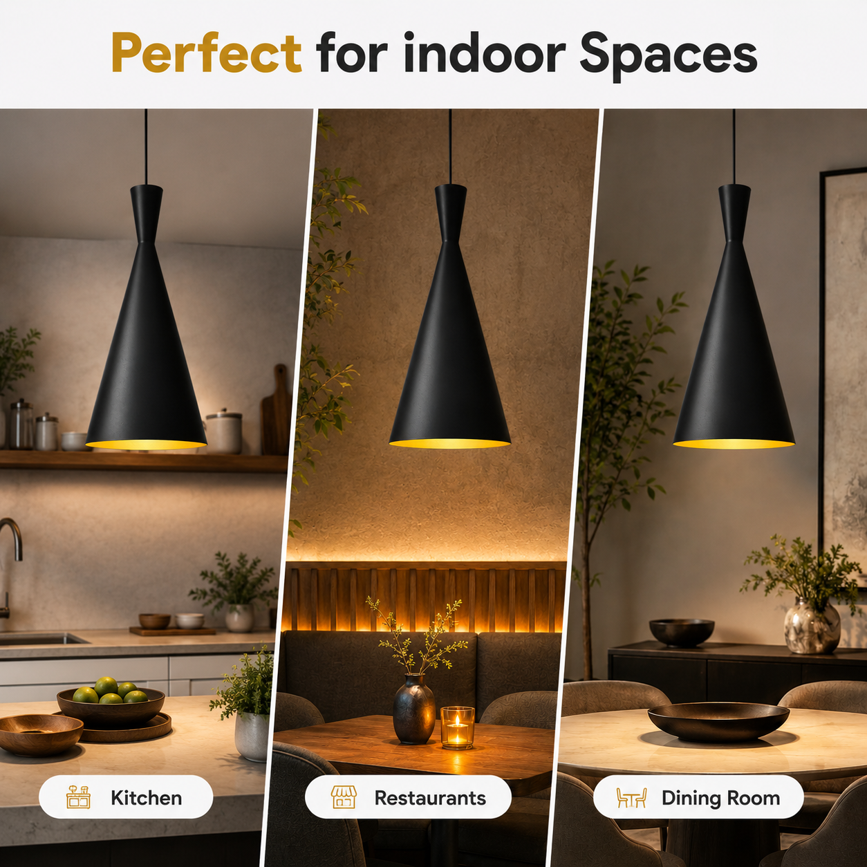 Minimalist aluminum pendant ceiling light with warm ambient glow