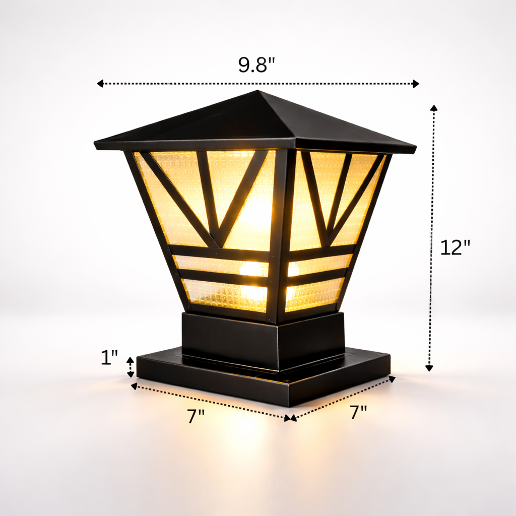 Modern LED lantern fixture for driveway pillar lighting