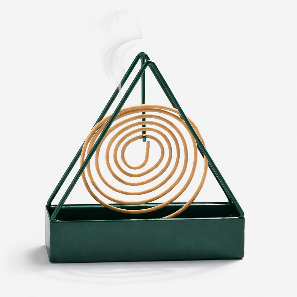 Modern metal mosquito coil holder with triangular minimalist design
