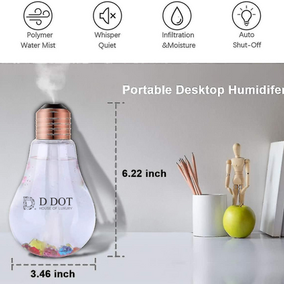 Bulb Humidifier 400ml - 7-Color USB Portable Spray for Baby, Bedroom, Office & Car