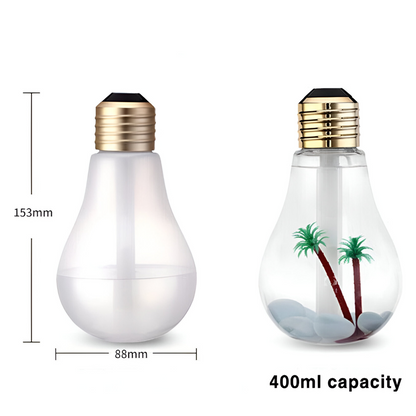 Bulb Humidifier 400ml - 7-Color USB Portable Spray for Baby, Bedroom, Office & Car