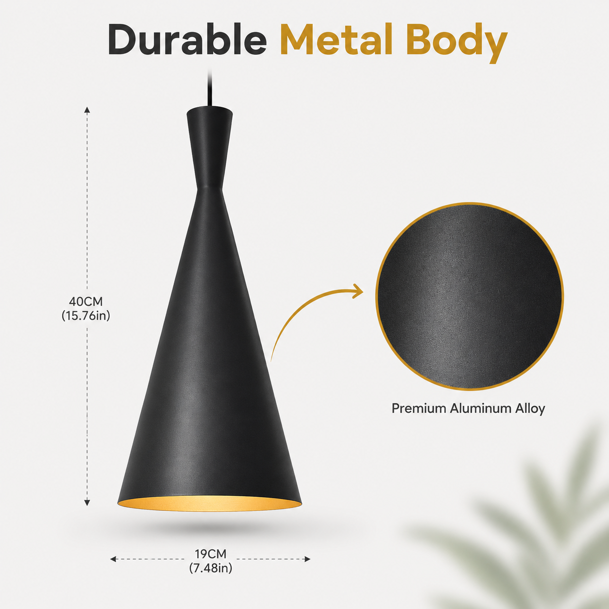 Premium black metal pendant light for restaurant interior décor