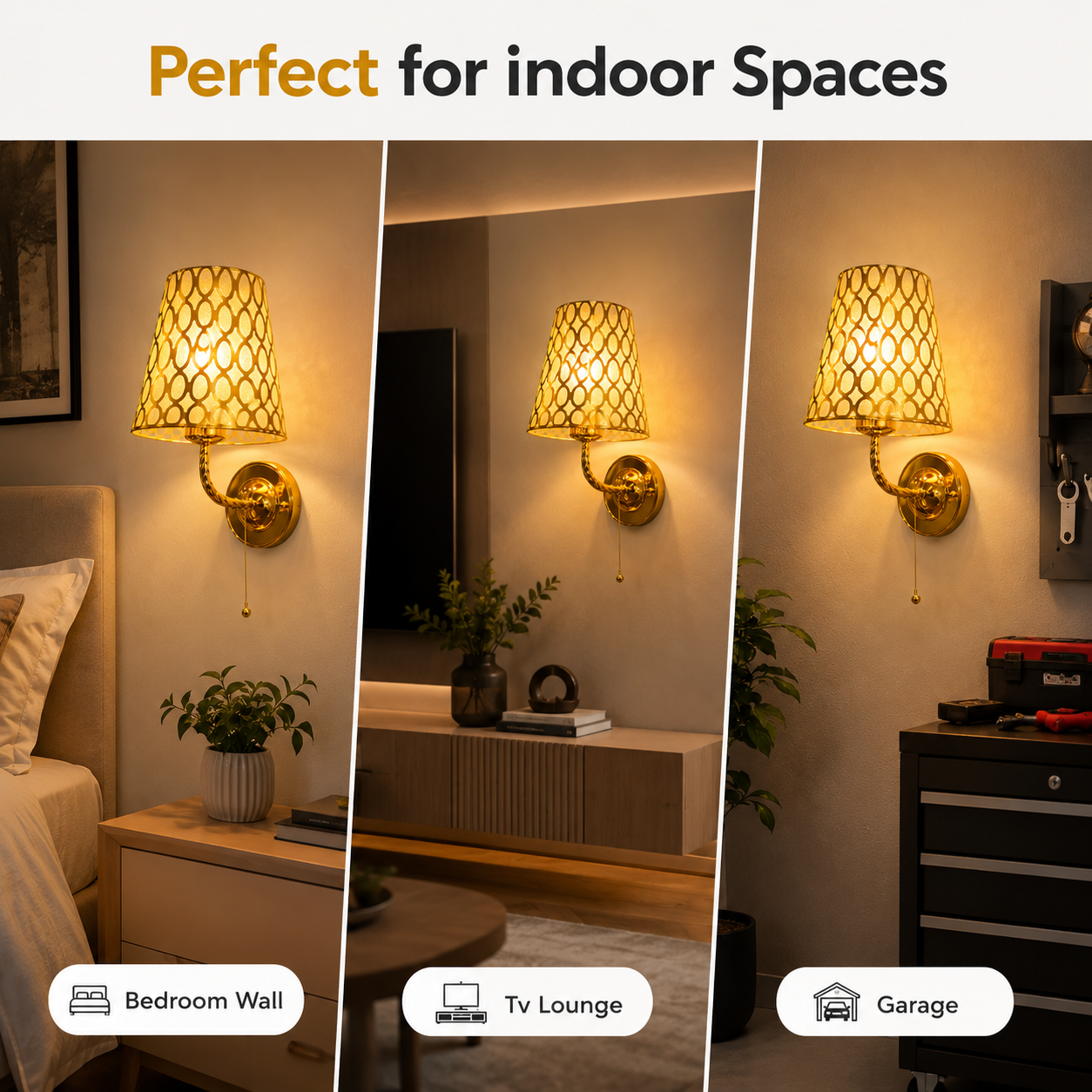 Luxury Gold Wall Sconce with Decorative Shade for Bedroom Ambiance