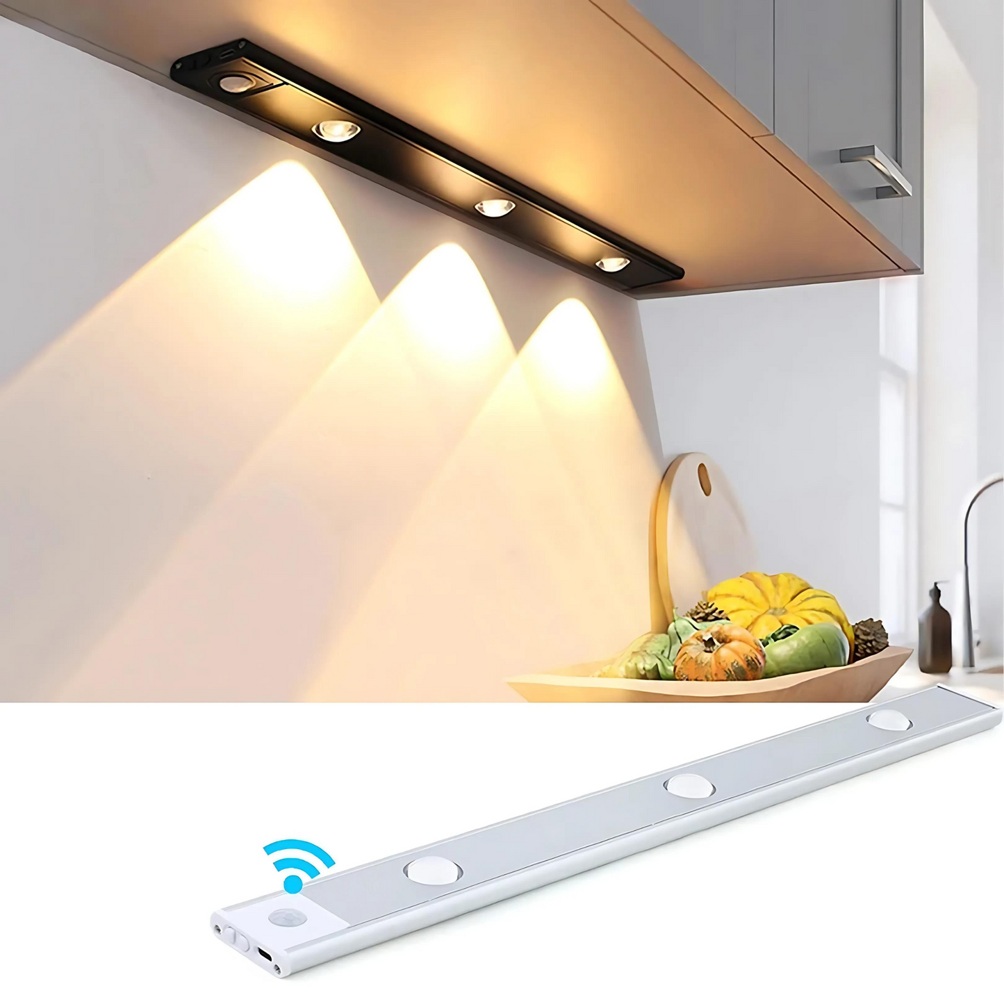 3-Color Dimmable LED Under Cabinet Lights - Wireless, Rechargeable with Motion Sensor for Versatile Illumination