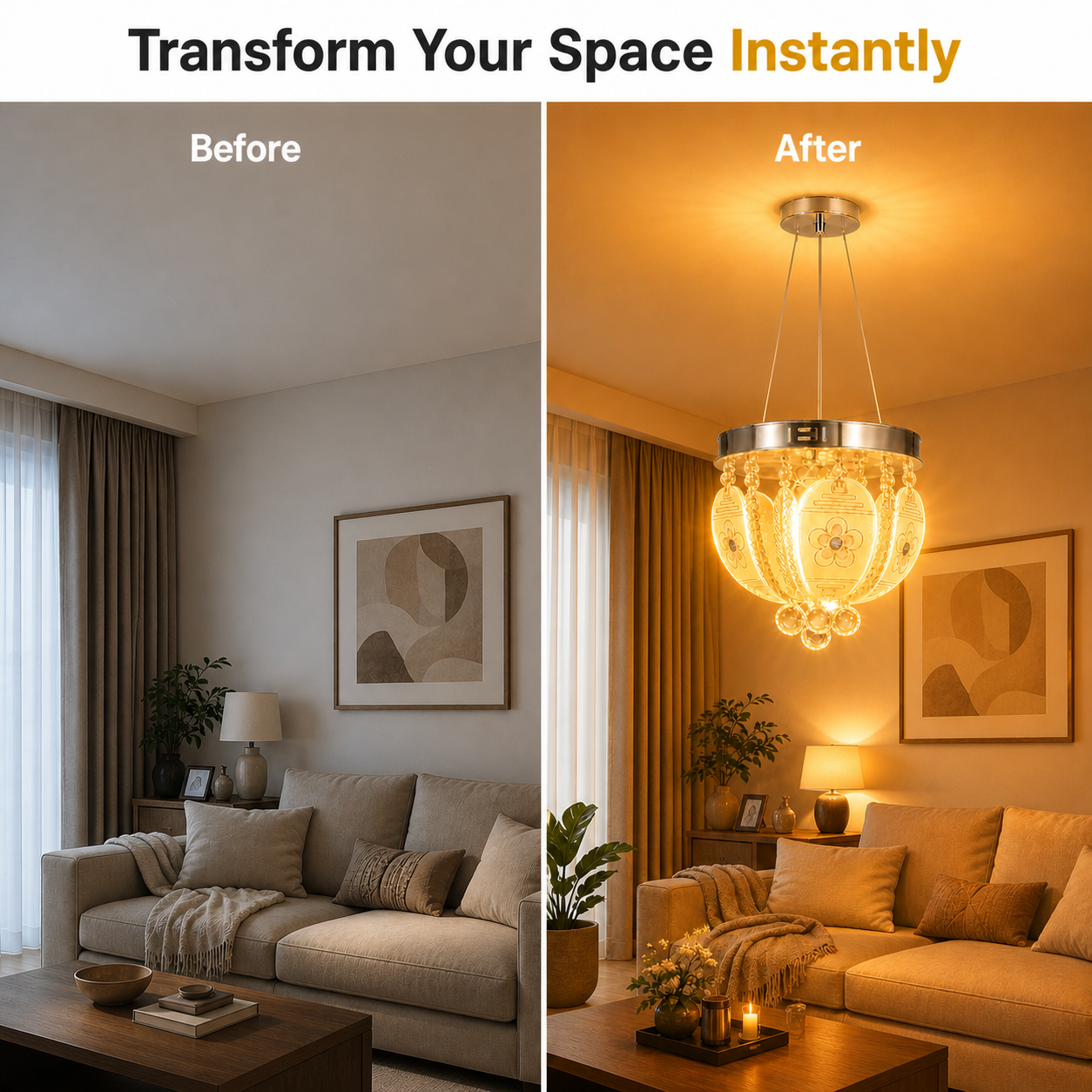 ceiling chandelier with remote control and floral light pattern