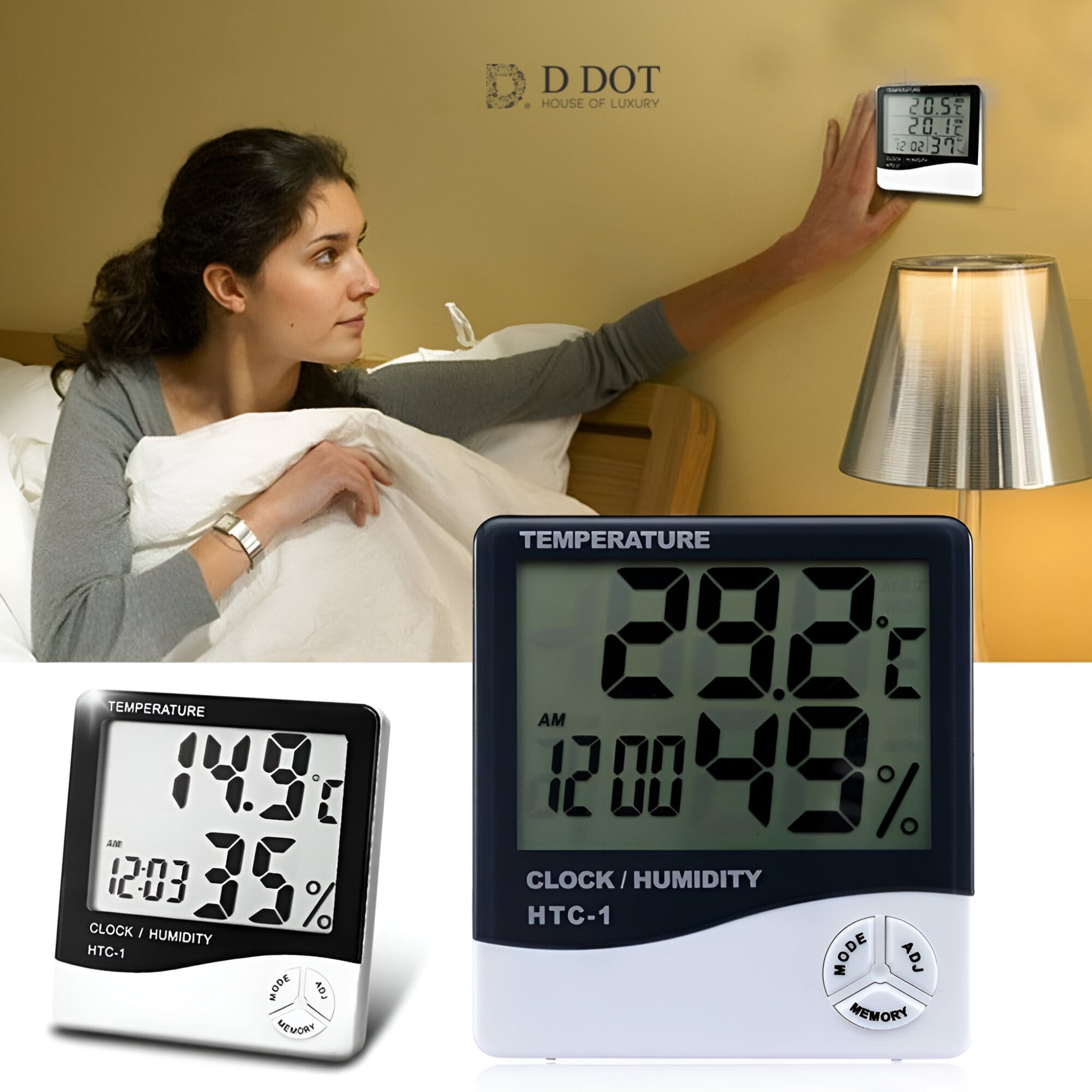 Monitor Your Indoor Climate with Temperature Humidity Time Display Met ...