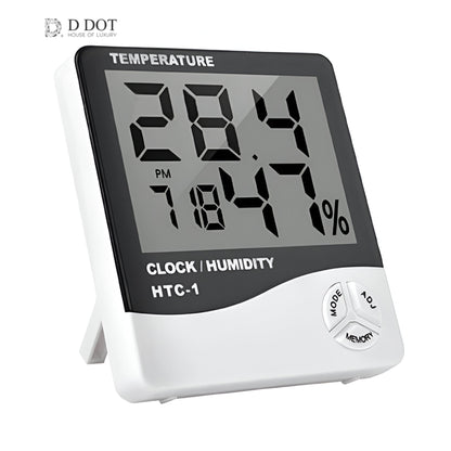 Monitor Your Indoor Climate with Temperature Humidity Time Display Meter - Alarm Clock Included