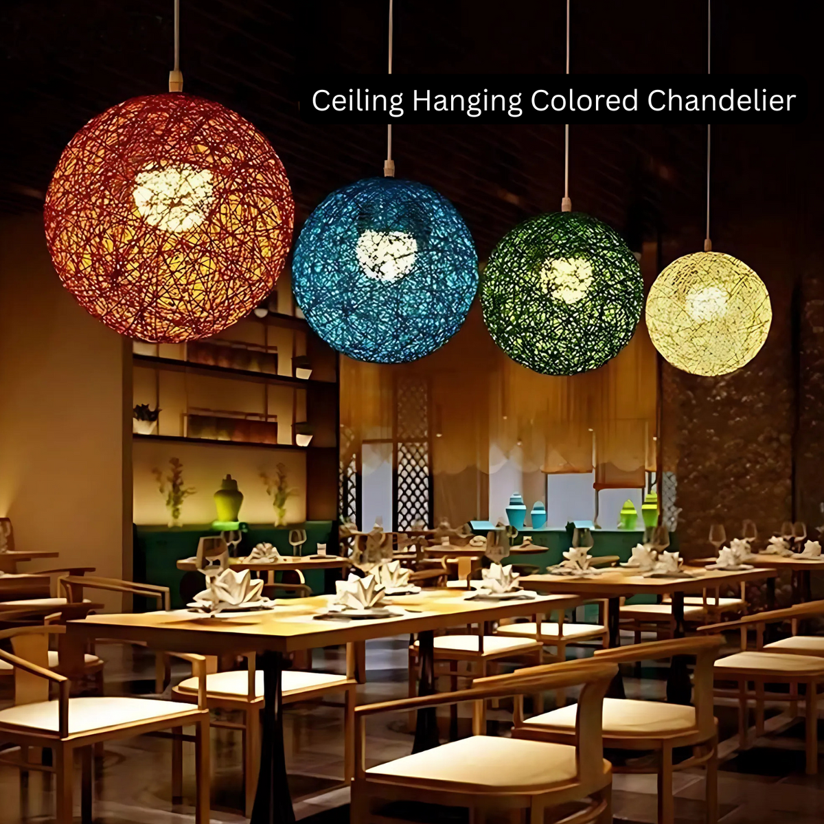 Hanging Light Lantern Round Shade Colored Ball Design