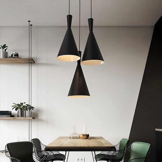 Classical Black 3D Cone Ceiling Lamp - Elegant Chandelier Hanging Light