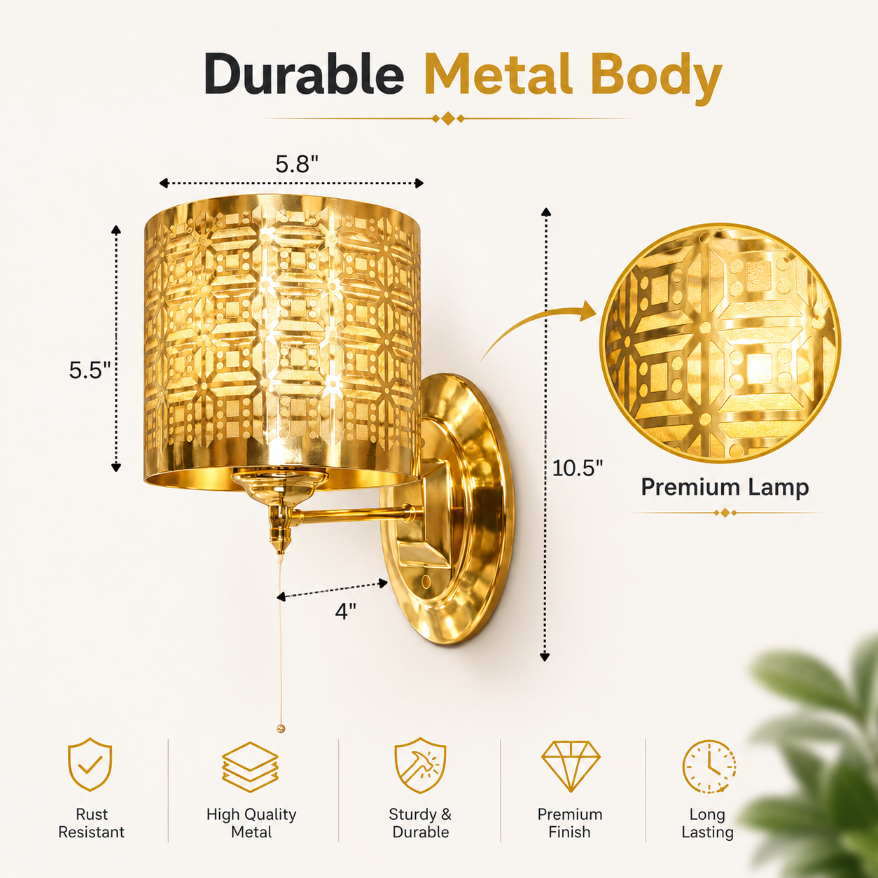 Gold Wall Sconce Light with Geometric Shade for Luxury Decor