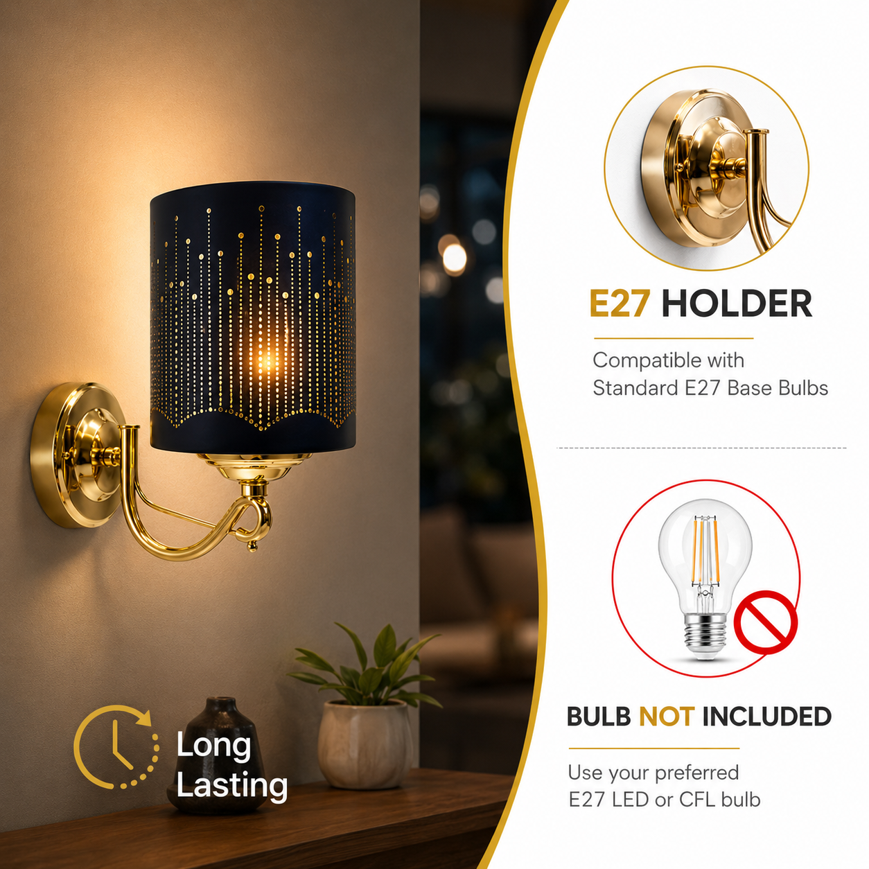 Premium Gold Wall Sconce Metal Star Shade Luxury Lighting