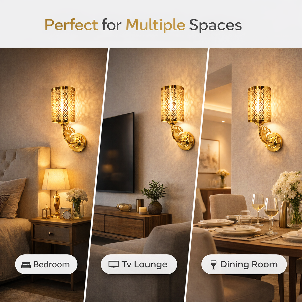 Wall drilling step for installing metal wall sconce light fixture