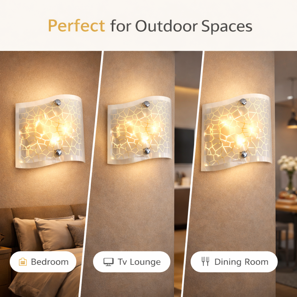 Indoor wall sconce installed beside bed with warm ambient lighting