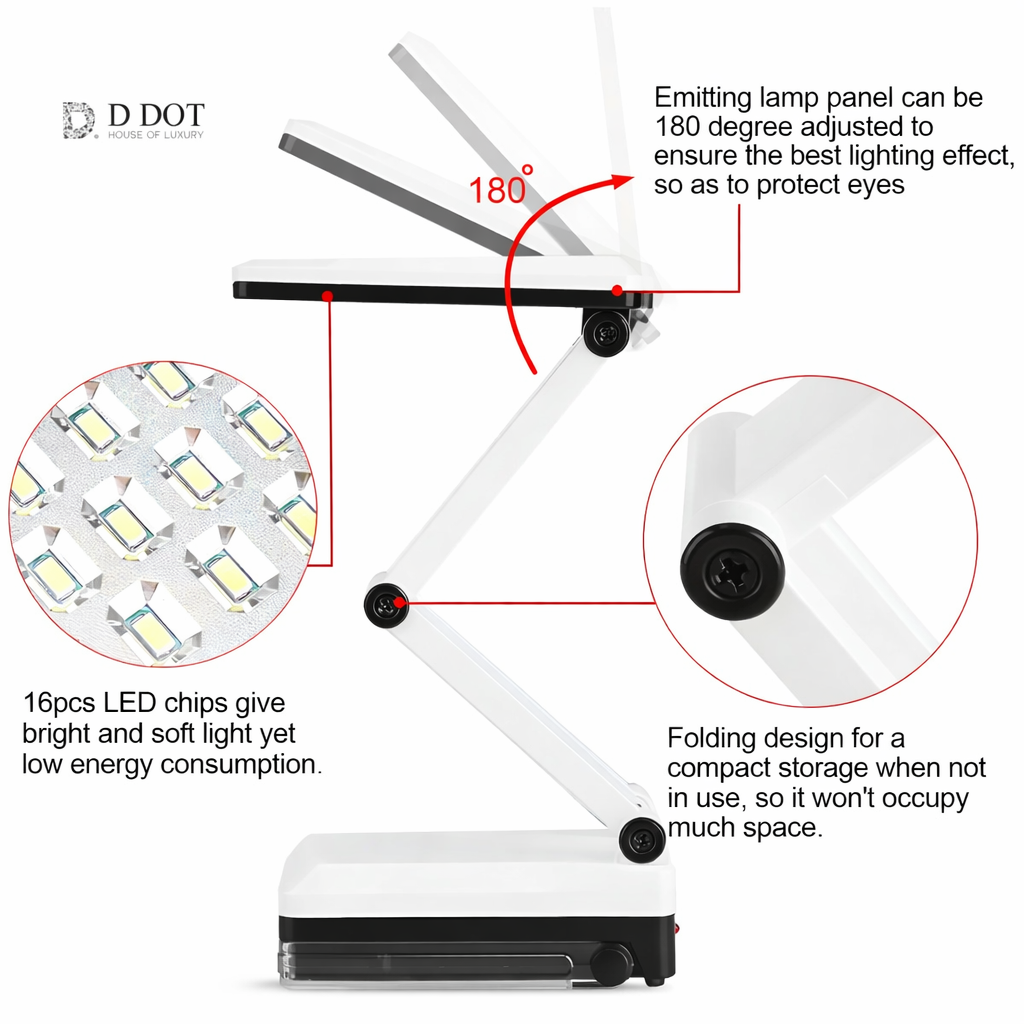 LED lamp with features highlighted on a white background