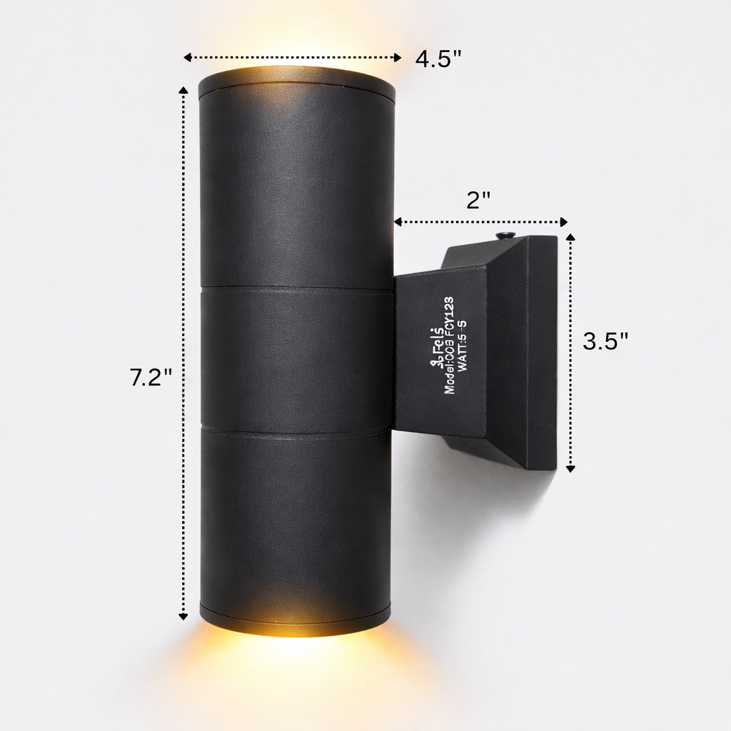 Black metal LED wall lamp for exterior design