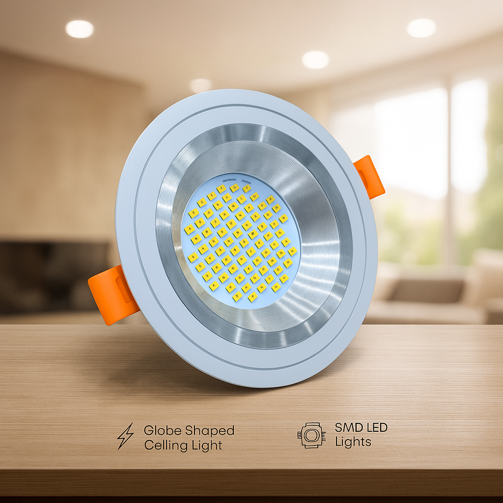 Bright globe LED downlight with easy installation clips