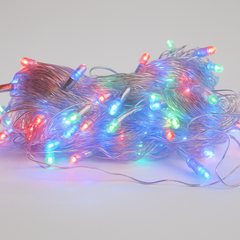 Multi-color LED décor curtain lights for festive interiors.