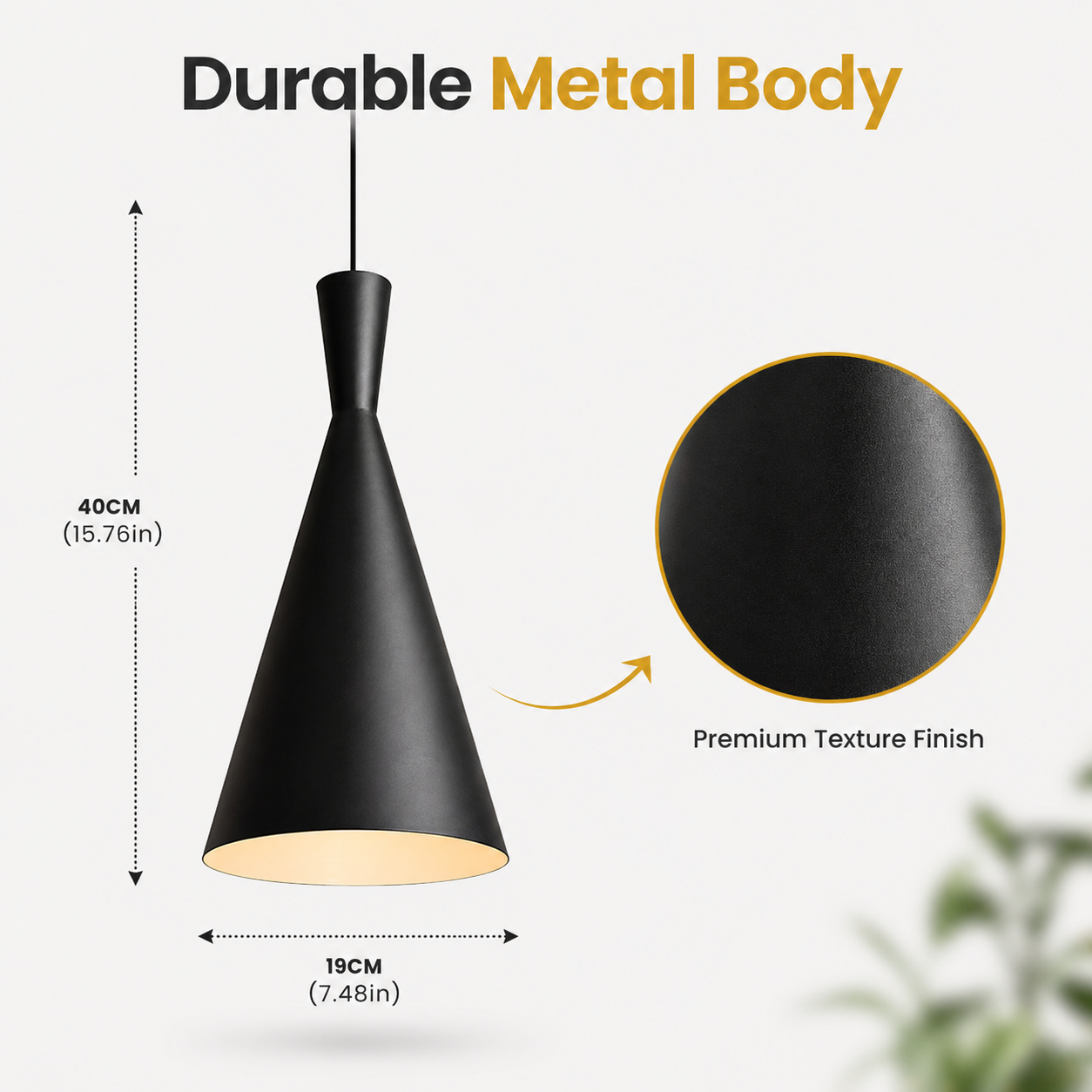 Modern Cone Pendant Light Metal 3-in-1 Ceiling Lighting