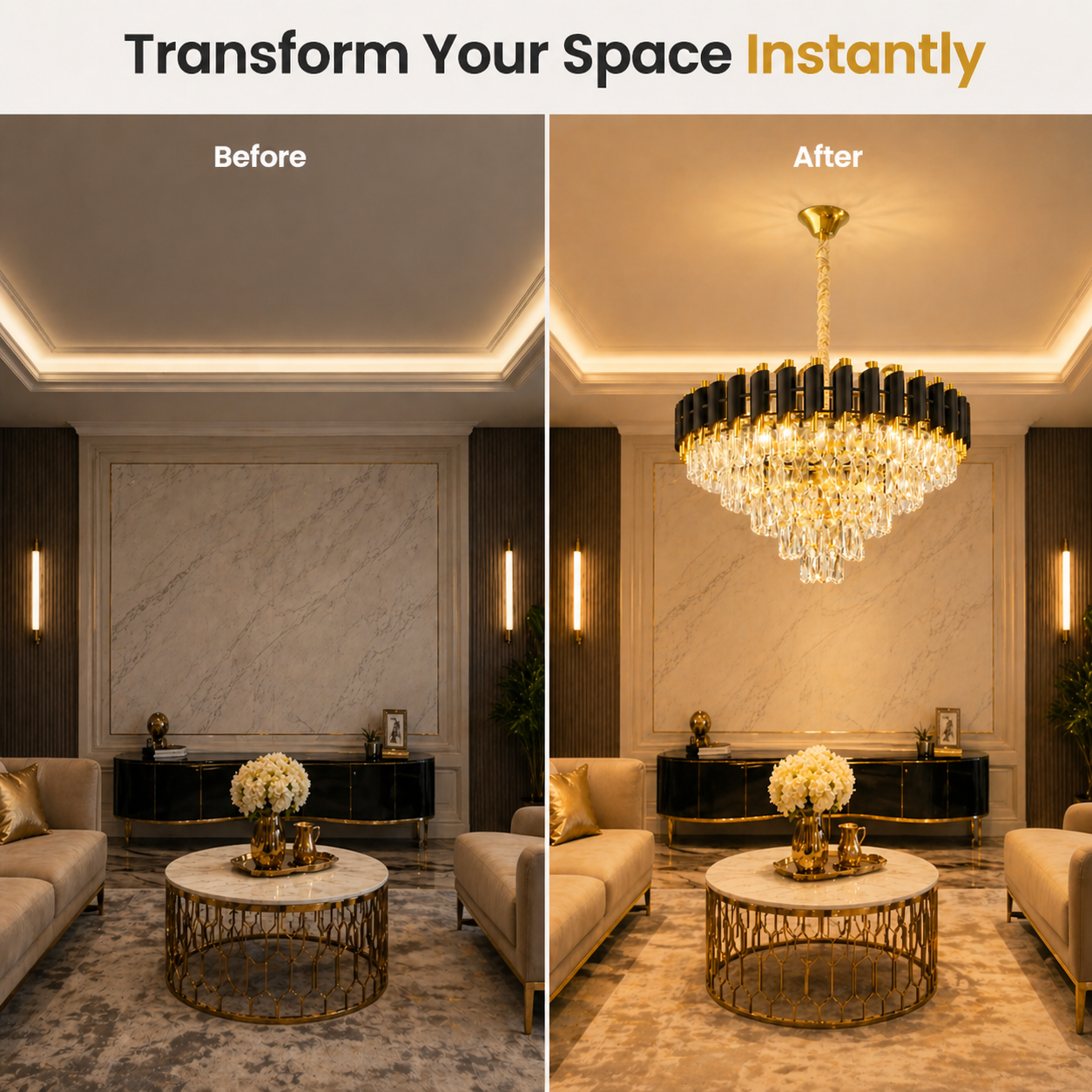 premium metal body chandelier with layered crystal elegant design