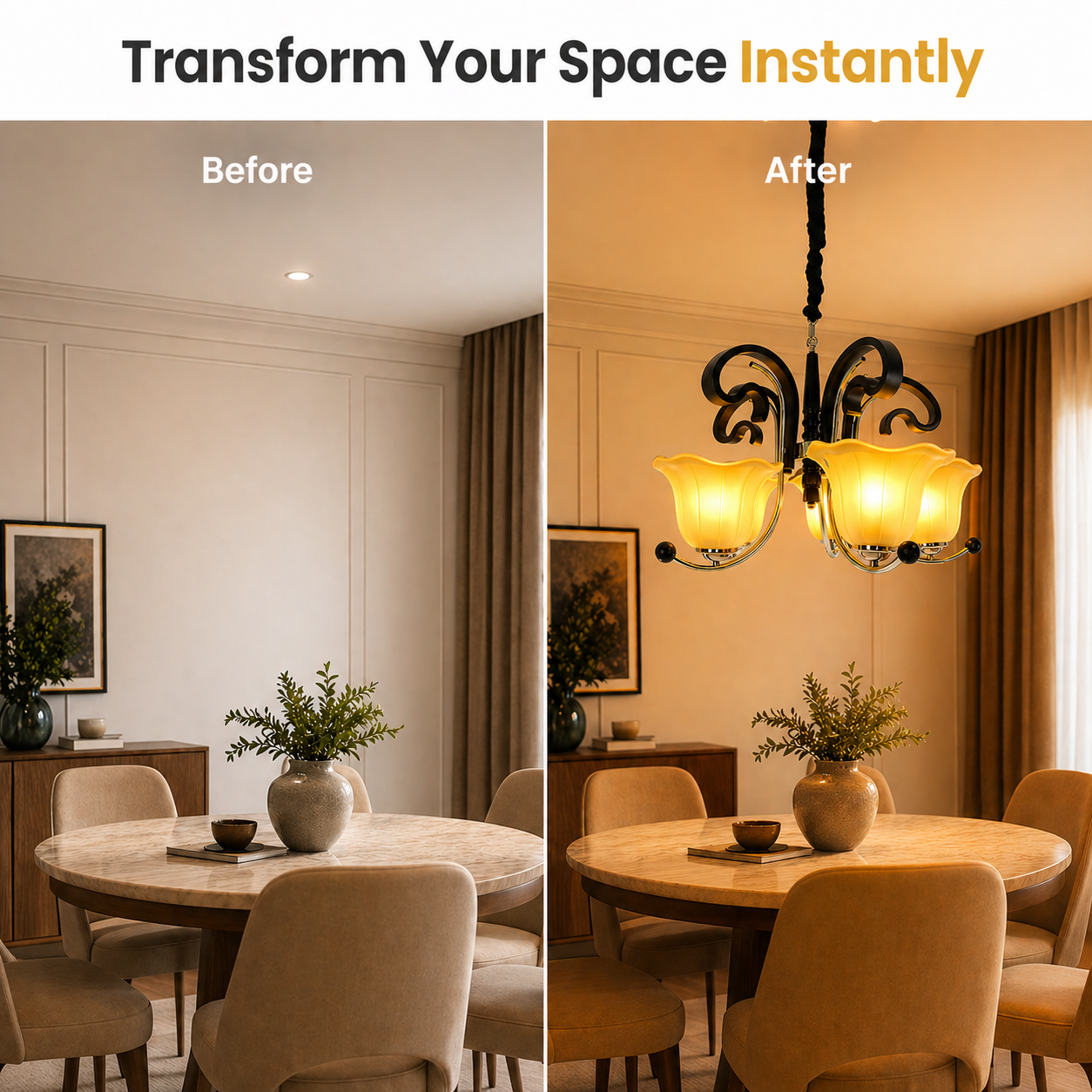 Modern Metal Chandelier Light for Dining & Living Spaces