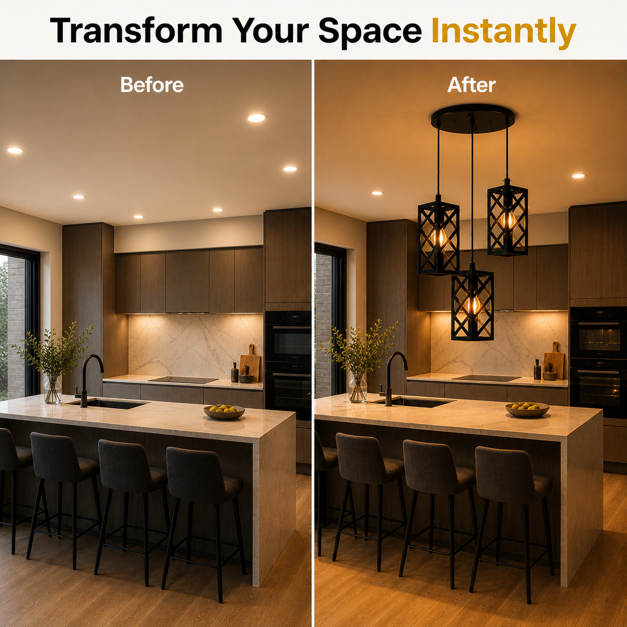 3 in 1 train style pendant light in modern living room