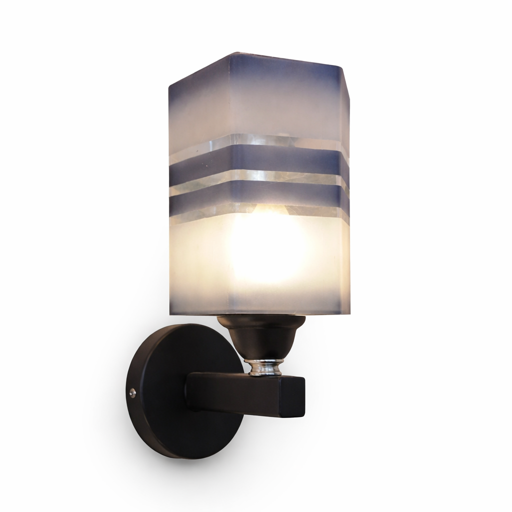 Wall mounted modern light fixture with frosted glass shade