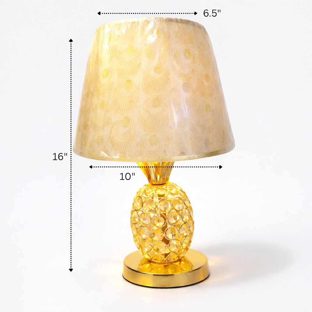 “Luxury gold bedside table lamp with crystal base”
